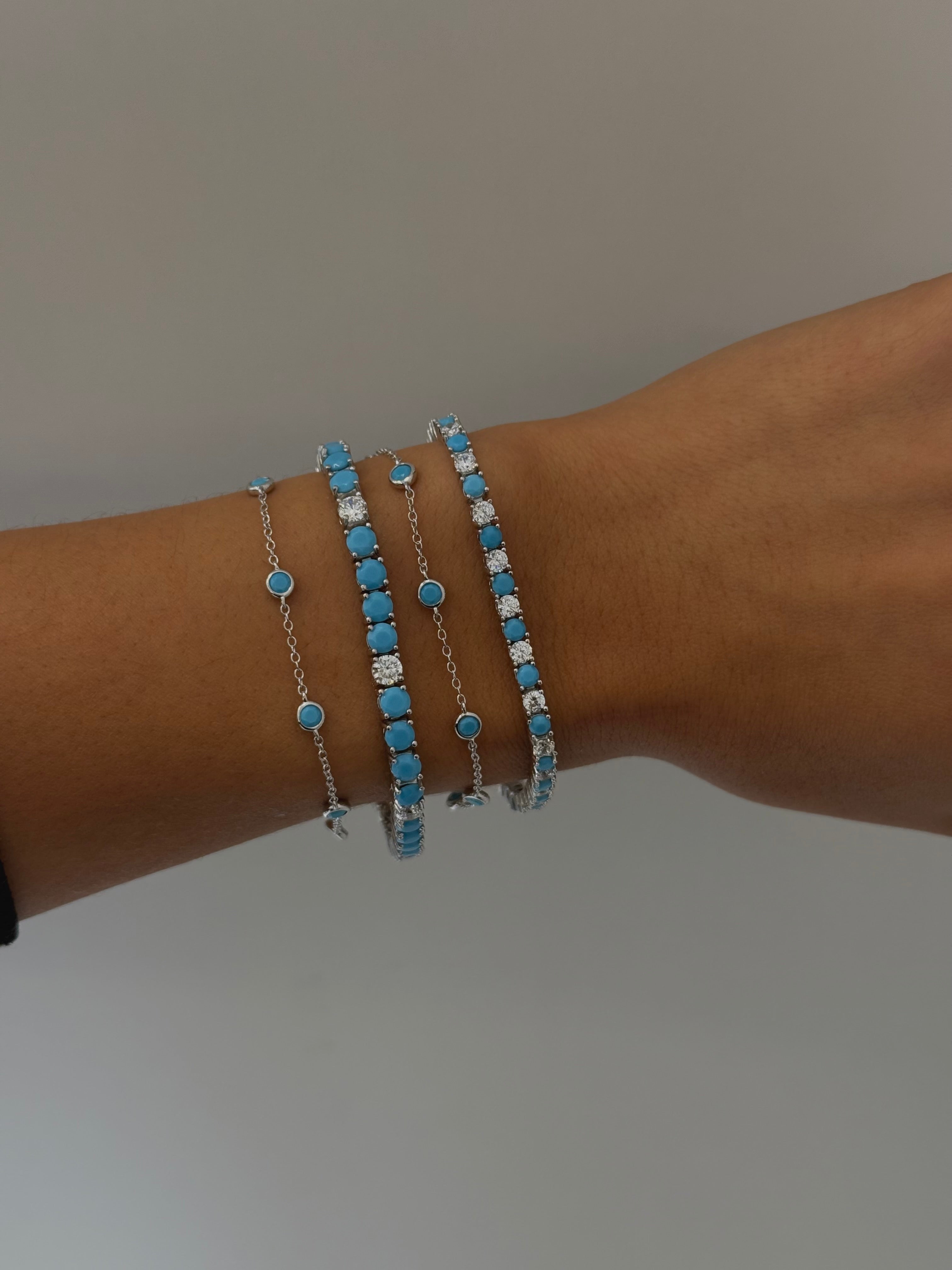 4 MM Diamond Turquoise Tennis Bracelet