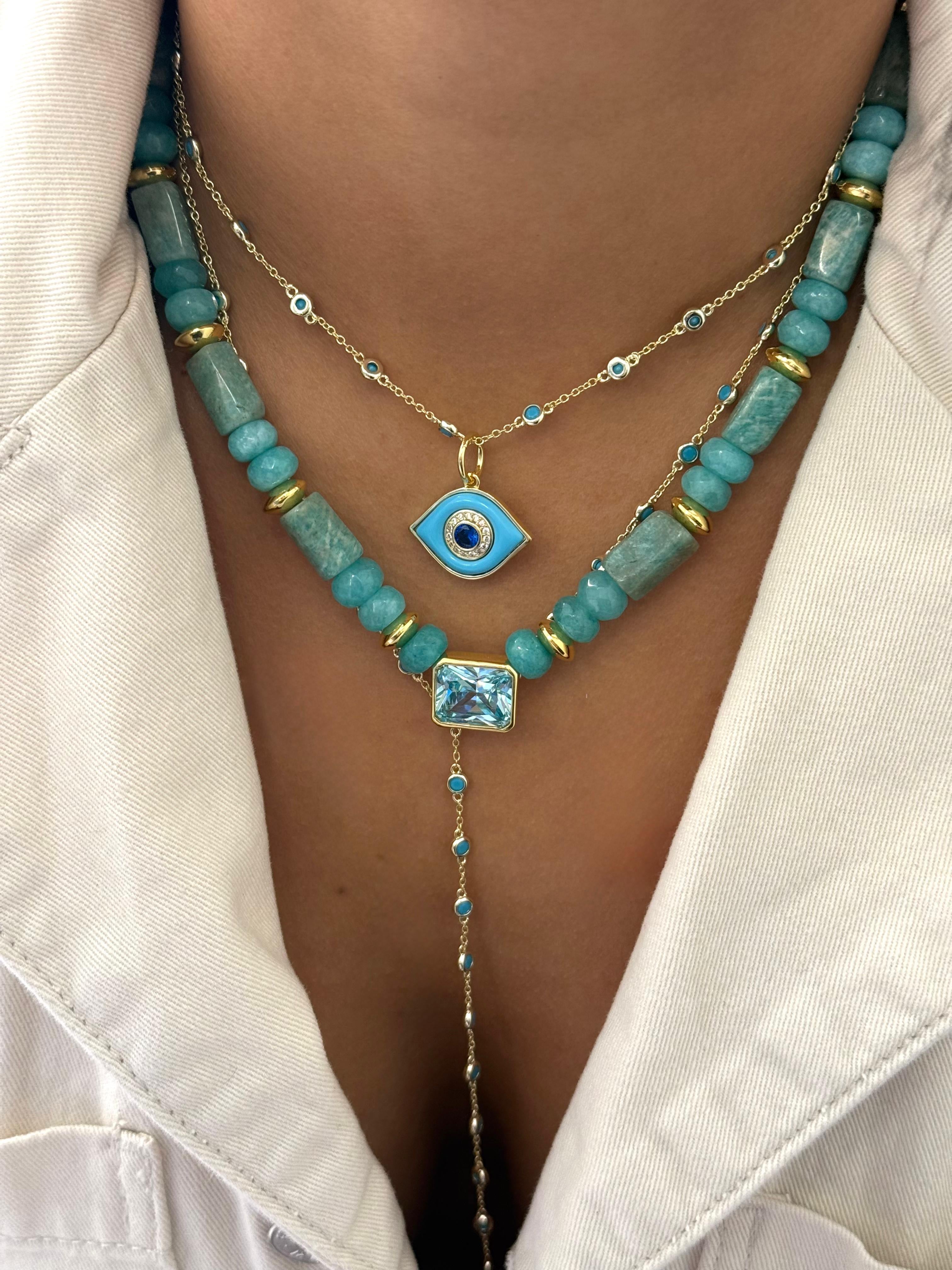 Seafoam Aqua Stone Necklace
