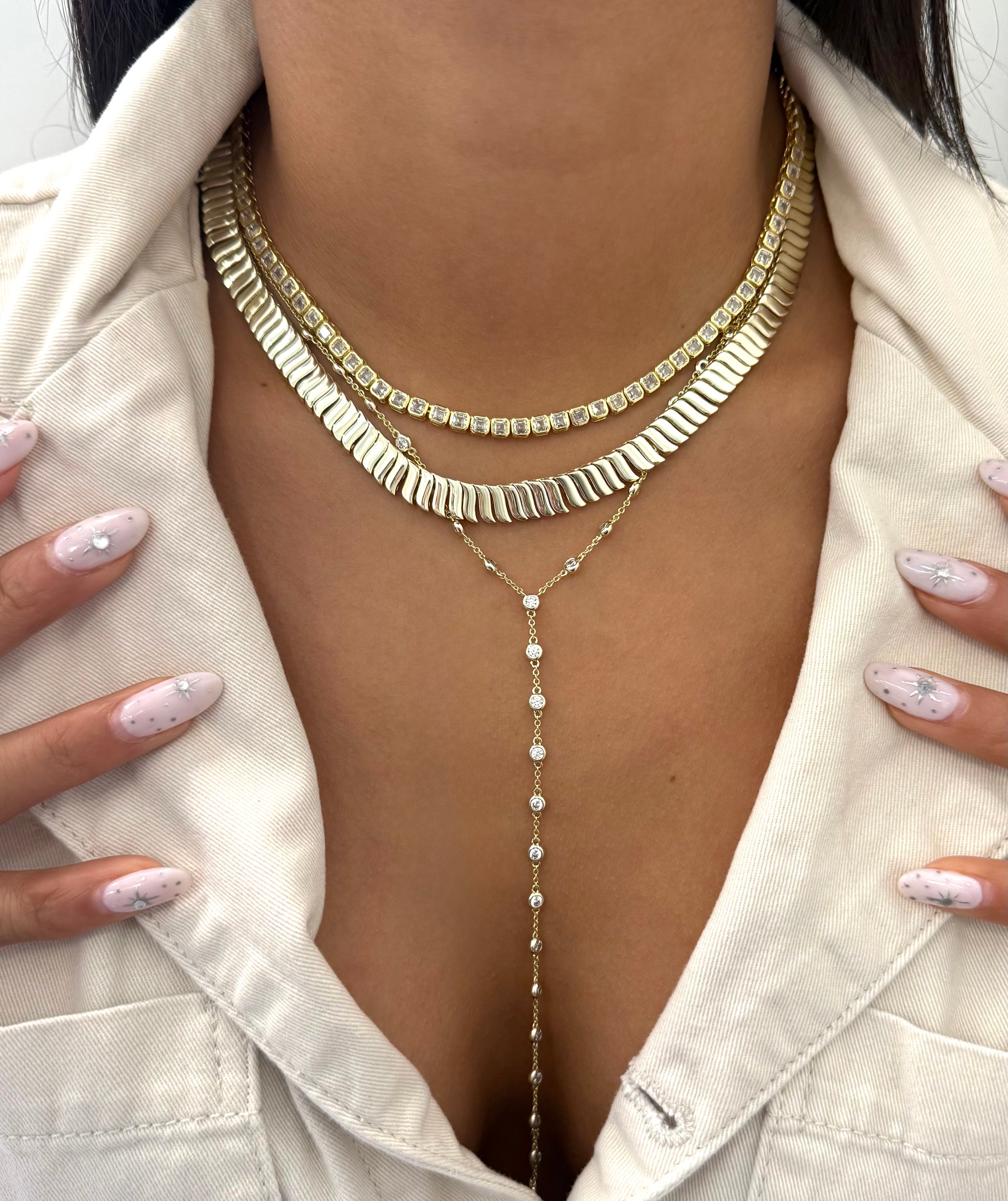 Bezel Square Tennis Necklace