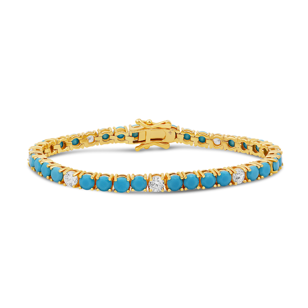4 MM Diamond Turquoise Tennis Bracelet