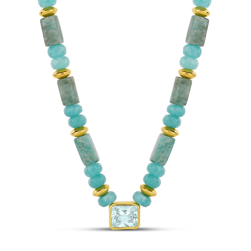 Seafoam Aqua Stone Necklace