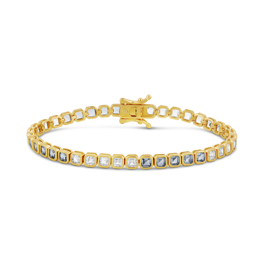 Color Bezel Square Tennis Bracelet
